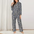 thumbnail image 2 of Balery Daisies Flowers Conjunto de Pijama con Estampado para Mujer, Conjunto de Dos Piezas con Manga Larga, Ropa de Dormir Suave con Bolsillos, Pijamas Cómodos-Small, 2 of 7