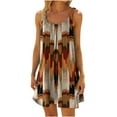 thumbnail image 1 of Pompotops Femmes Grande Taille Décontracté Imprimé Col Rond Manches Courtes Robe Ample Longueur Genou, 1 of 4
