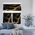 thumbnail image 6 of 3 Piece Kitchen Curtains and Valances Set Marble Black Cafe Curtains 24 Inch Length Vintage Gold Art Abstract Farmhouse Valance & Tier Curtain for Living Room Bedroom Small Window 54"x18"+27"x24"*2, 6 of 6