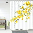thumbnail image 3 of Yellow Floral Shower Curtain, Flower Blossom Plant Botanical Spring Durable Waterproof Fabric Machine Washable with Hooks for Bathroom Bathtub Decor 72x72, 3 of 6