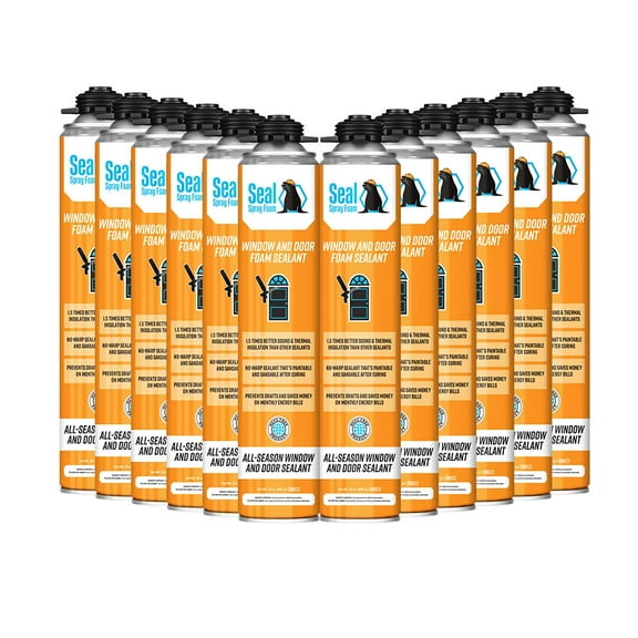 Seal Spray Window and Door Foam No Warp One Component Polyurethane Gun Foam Sealant (Case of 12 / 23.2oz Cans)