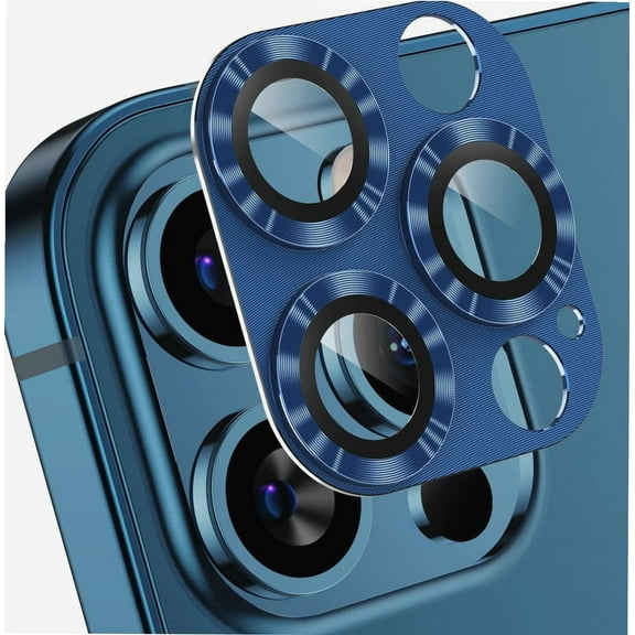 [2 Pack] Camera Lens Protector for iPhone 12 Pro, Ultra HD Camera Lens Protector, Metal Tempered Glass Camera Cover(Blue)