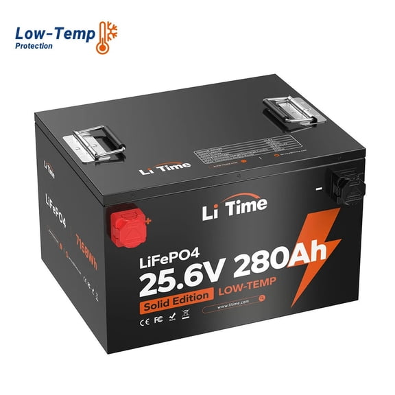 LiTime 24V 280Ah LiFePO4 Lithium Battery, 7168Wh, 4000  Deep Cycle, Built-in 200A BMS, Low-Temp Cutoff for Solar, Home, RV, Marine Backup Power