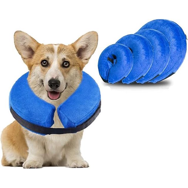 Collar isabelino inflable para perros, para uso postoperatorio, collar de recuperación suave tipo cono para mascotas que evita que se laman (M: 27 x 27 cm).