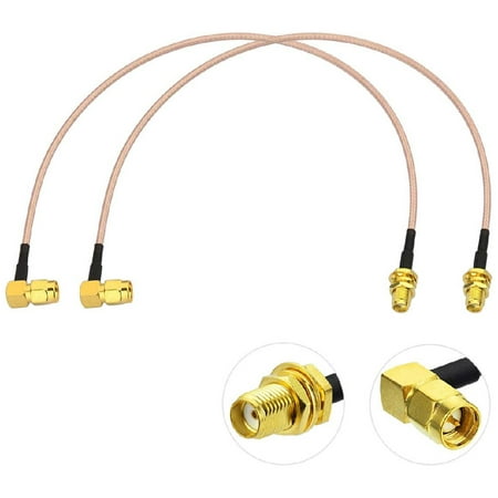 Eightwood SMA Female Bulkhead Mount to SMA Male Right Angle RG316 Antenna Extension Cable 12 inch 30cm Compatible with 4G LTE Router Cellular RTL SDR Receiver 2-Pack