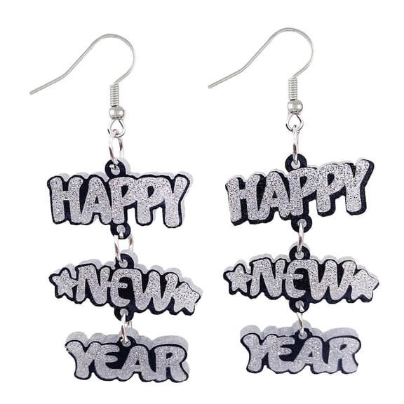 Ciwanning Stylish Holiday Theme Ear Pendants Happy New Year Drop Dangle Shimmering Earrings Jewelry Colorful Ear Adorments