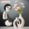 thumbnail image 5 of Modern XL Beige Ceramic Vase Set of 2 for Modern Home Decor, Eclectic Entryway, 5 of 6