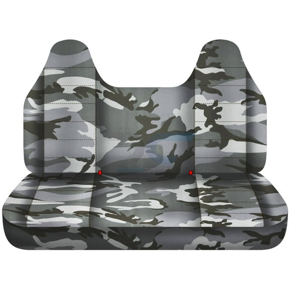 Fits 1999-2004 Ford F-150 Camo Seat Covers Front Solid Bench w Molded Headrests:Gray