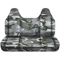 Fits 1999-2004 Ford F-150 Camo Seat Covers Front Solid Bench w Molded Headrests:Gray