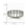 thumbnail image 2 of Stainless Steel Brushed and Polished Grooved CZ Ring, 2 of 8