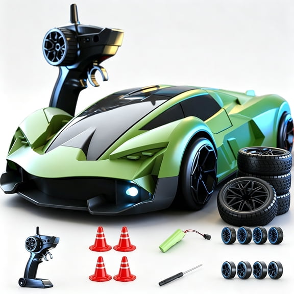 BUTOMKY 1:24 Scale Lamborghini RC Drift Car, 2.4GHz High Speed Racing Car with LED Headlights,3 Speed Modes, Extra Tires & Race Cones, Rechargeable Toy Gift for Kids 4-12 Years Old