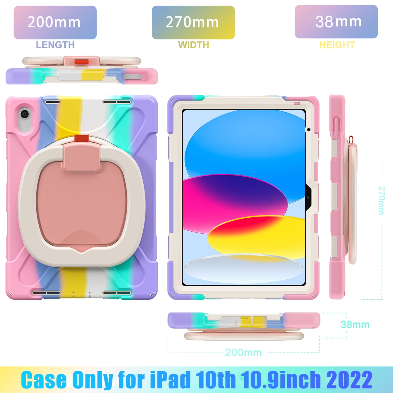 LX-SUNCX Case for iPad 11th Generation 11" (A16) 2025,iPad 10th Generation 10.9" 2022,Shockproof Cover for Kids with Screen Protector,Rotating Stand,Pencil Holder,Shoulder Strap