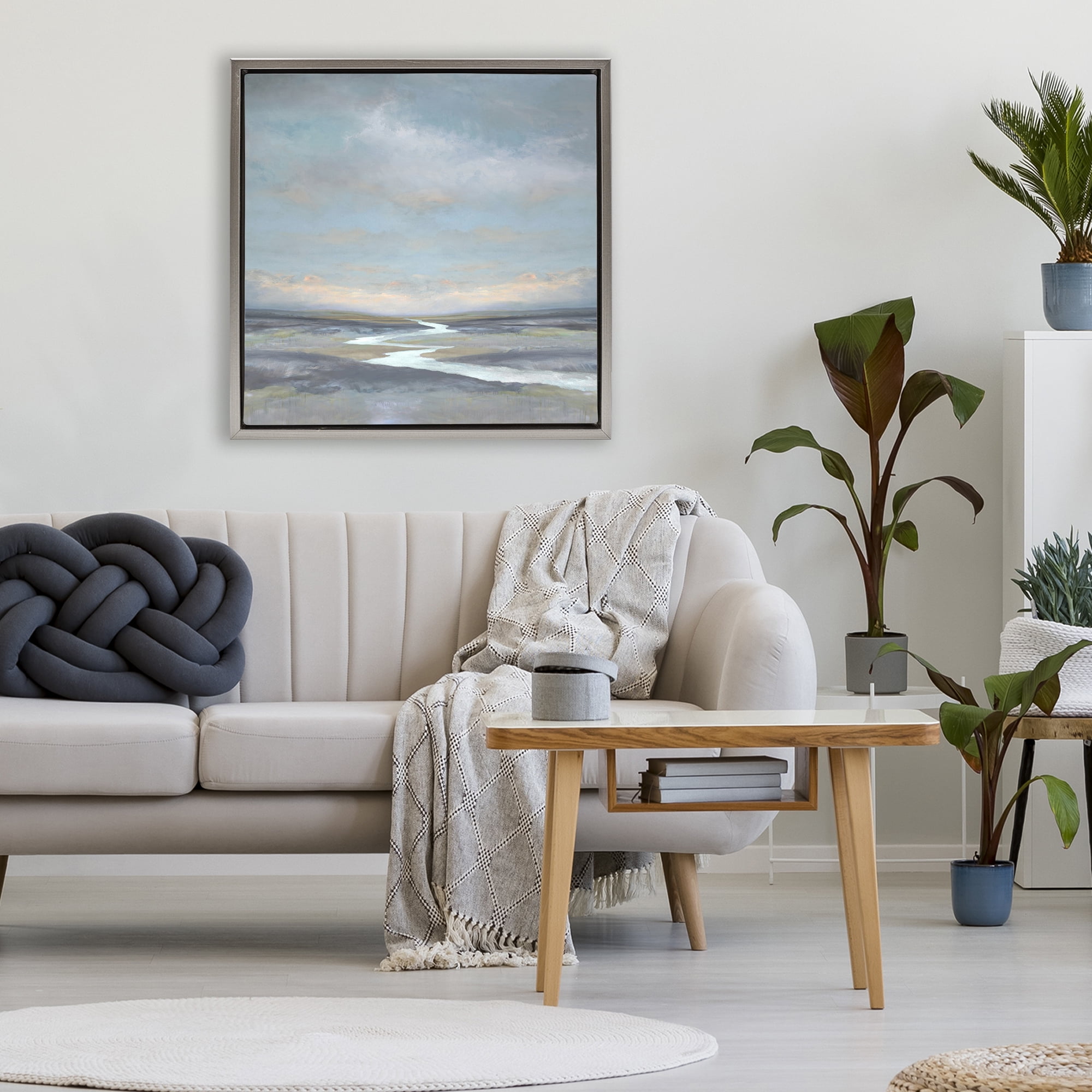 Stupell Industries Riverbend Misty Atmosphere Gray Framed Floater Canvas Wall Art, design by Christy McKee