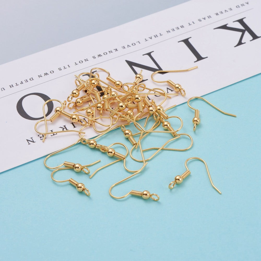 Brass Earring Hooks with Vertical Loop Long-Lasting Plated Real 18K golden Plated 19x20x3mm Hole: 3mm 24 Gauge Pin: 0.5mm