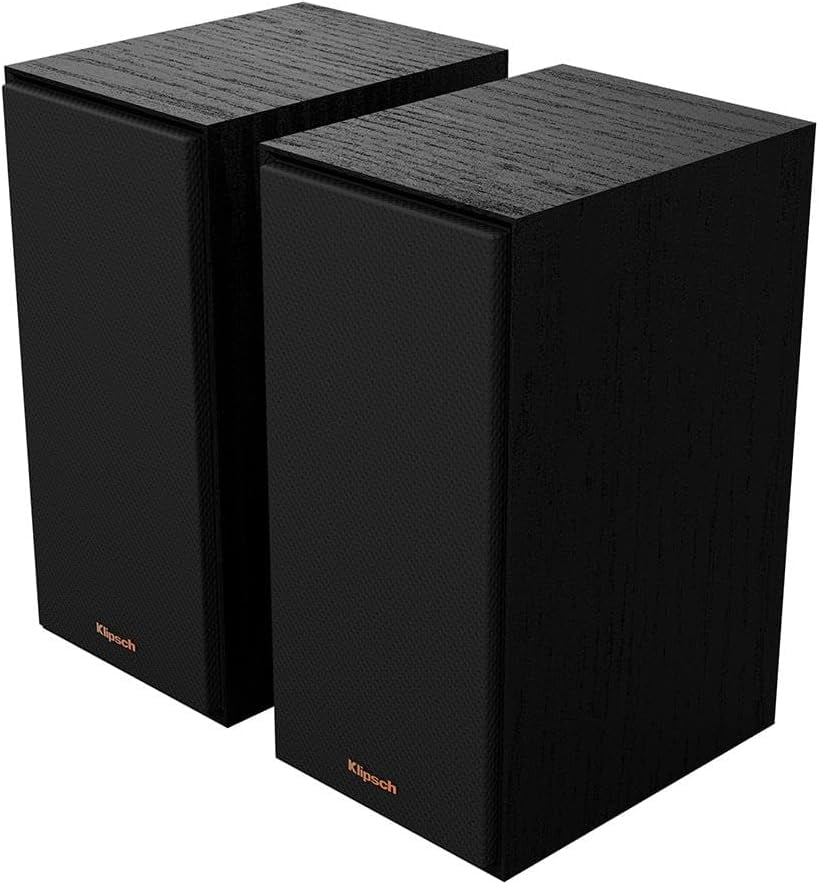 Klipsch Reference R-40PM Powered Bookshelf Speakers with Bluetooth, Modern Appearance, Black - Pair