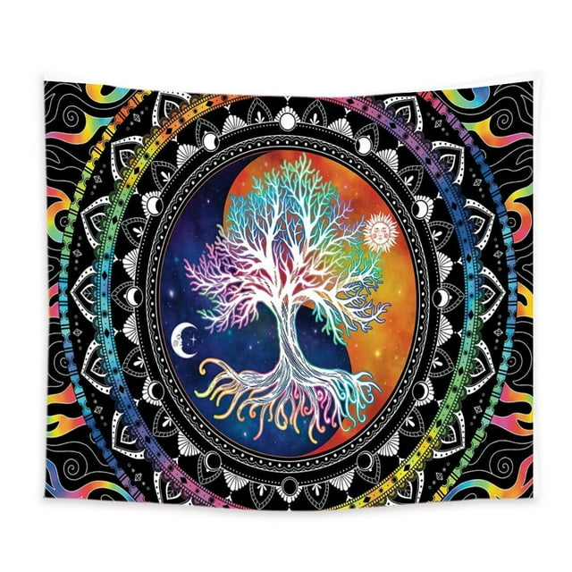Tapiz de pared con diseño de árbol de la vida, microtela, 150 x 150 cm