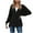 Black, variant on Lindreshi Winter Coats for Women Trendy Women and Winter Sleeve Solid Color Loose Button Lace Patchwork Cardigan Top