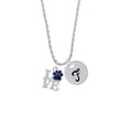 thumbnail image 2 of Delight Jewelry Silvertone Love with Navy Blue Paw Silvertone Script Initial Disc - F - Charm Necklace, 20"+3", 2 of 4