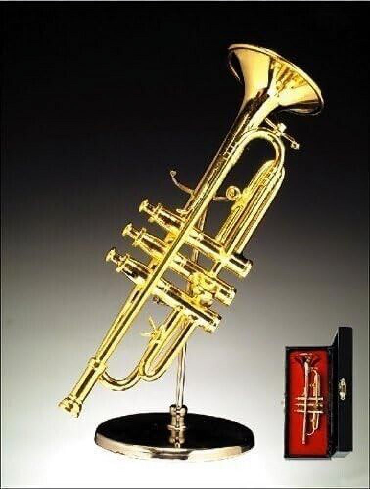 Realistic 4.5" GOLD TRUMPET Miniature Musical Instrument Figurine, by Broadway