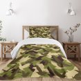 thumbnail image 3 of Ambesonne Eagle Quilted Bedspread Set 2 Pcs, Open Wings Camouflage, Twin Size, Dark Brown Army Green, 3 of 6