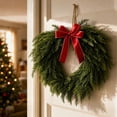 thumbnail image 5 of WWC Christmas Wreath, Artificial Pine Cedar Heart-Shaped Holiday Wreath with Bow, Rustic Christmas Decorations Winter Wreath for Front Door Mantel, 5 of 8