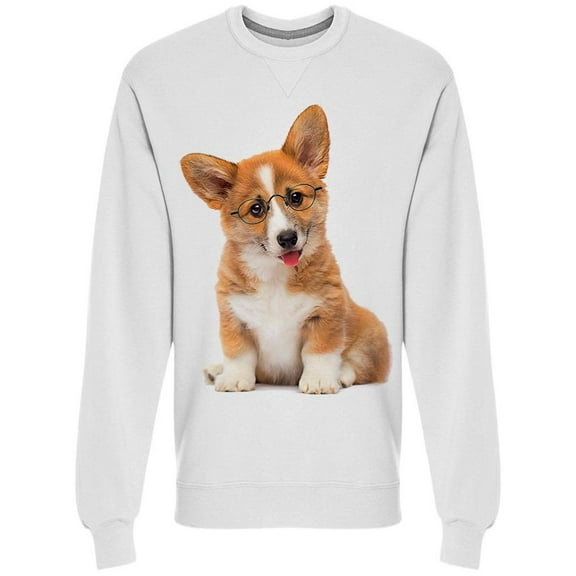 Cute Dog With Glasses Sweatshirt Men -Image by Shutterstock Men Sweatshirt, Male XX-Large