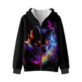 thumbnail image 2 of POLERO Boys Zip Up Hoodies Color Fire Wolf Print Teen Hooded Sweatshirts Warm Jackets Kids Fall Fashion Outfits Winter Clothes, Size M, 2 of 7