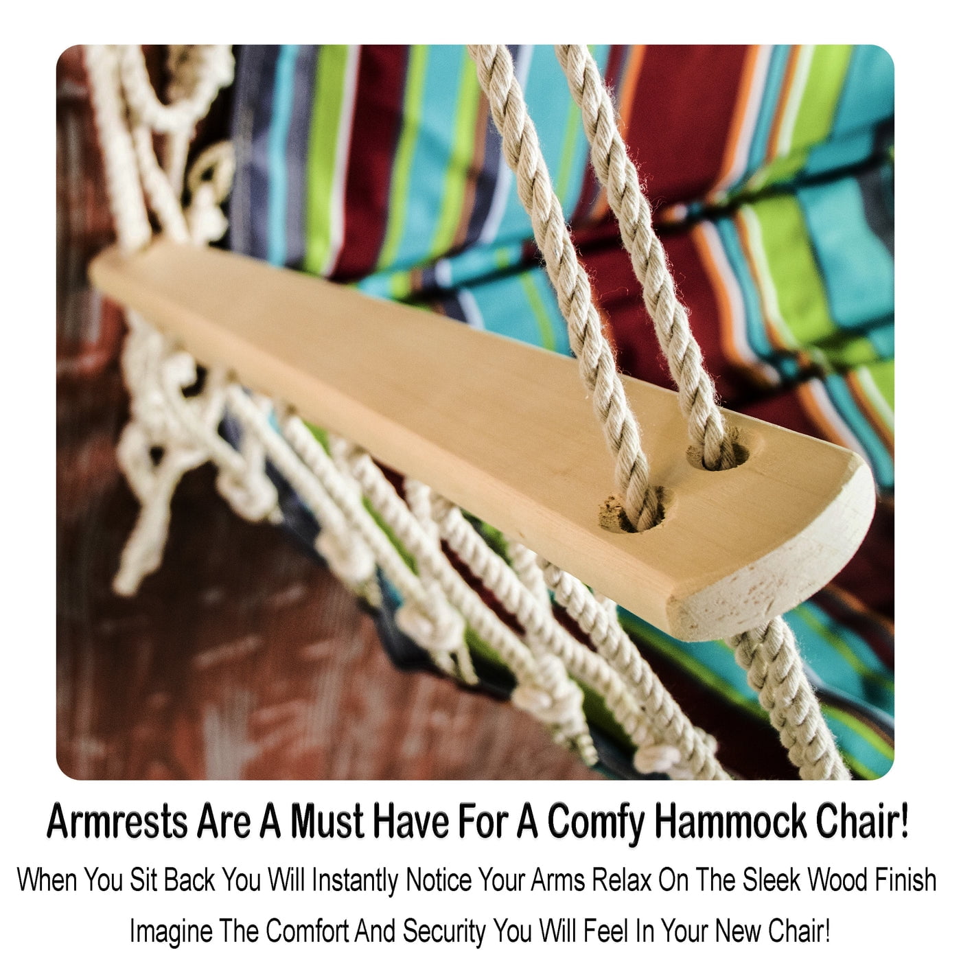 Backyard Expressions Hanging Hammock Chair - Tropical Stripes - Polyester/Cotton Fabric