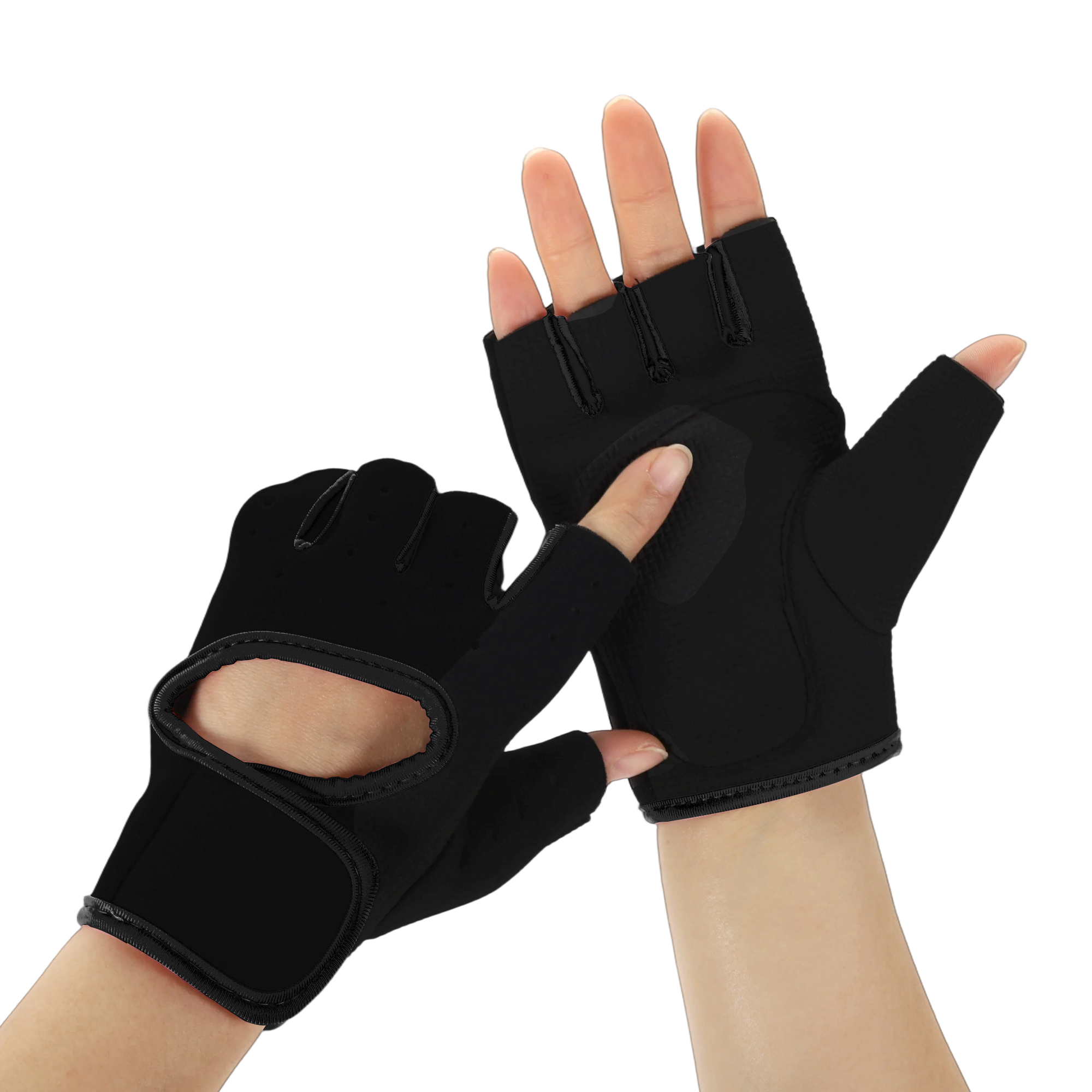 Unique Bargains 1Pair Half-finger Strength Training Sport Gloves Black Medium