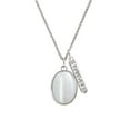 thumbnail image 2 of Delight Jewelry Silvertone Oval - Imitation Cat's Eye - White - Silvertone Forever Bar Charm Necklace, 23", 2 of 4