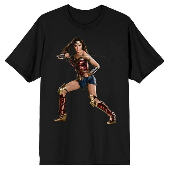 Justice League Movie Wonder Woman Character Pose Men's Black T-shirt-3XL
