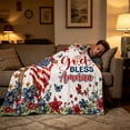 thumbnail image 4 of Twfbrm 4th of July Patriotic Throw Blanket, American Flag and Flowers Pattern Flannel Blankets, Soft and Lightweight Independence Day Decorative Blankets for Couch, Sofa, Bed, Car, Chair, 4 of 9