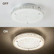 Lzawvm Crystal Ceiling Light Fixture Flush Mount Ceiling Light Dimmable LED Bright 4000K for Bathroom Living Room Kitchen 11Inch 18W
