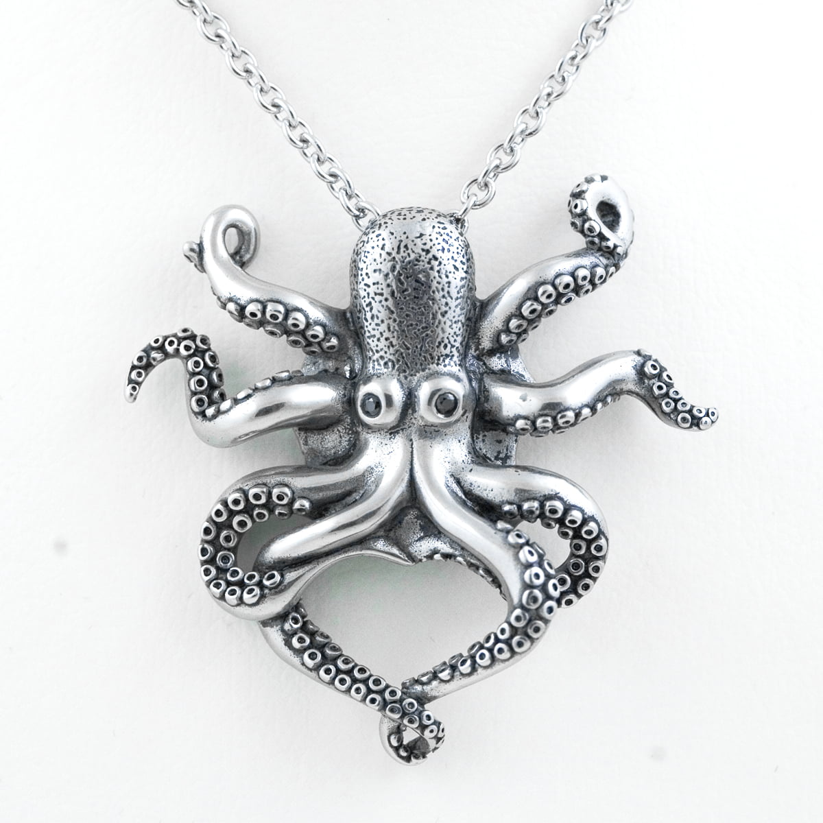 Charm Sterling Silver Flawless Quality Octopus Pendant 18" Italian Box Chain 