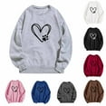 thumbnail image 3 of WREESH Women's Printed Long Sleeve Sweatshirt Casual Crew Neck Valentine's Day Top Dark Gray, 3 of 4