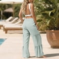 thumbnail image 6 of Kelon Linen Pants Women Adjustable High Waist Wide Leg Palazzo Casual Trousers with Pockets Spring Clothes M, 6 of 9