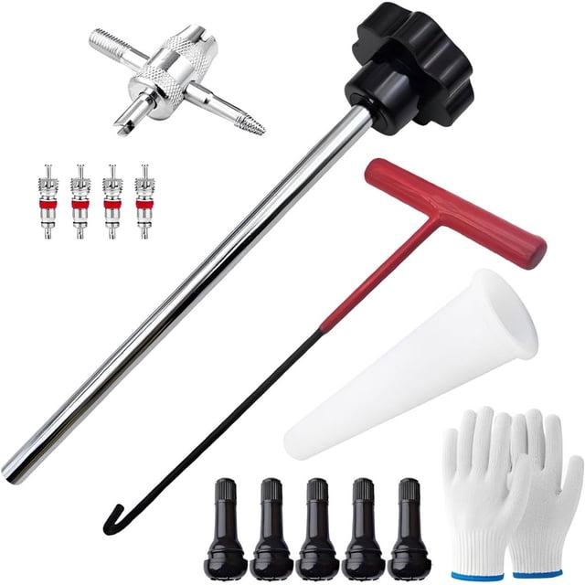 HUGFEGWE Quick Tire Valve Change Tool Kit, Tire Valve Stem Tool, Valve Stem Removal Tool for Car, ATVs, Motorcycle, Trucks, Tire Valve Stem Core Quickly Replacement Tool Kit (13pcs) AZ824-16322