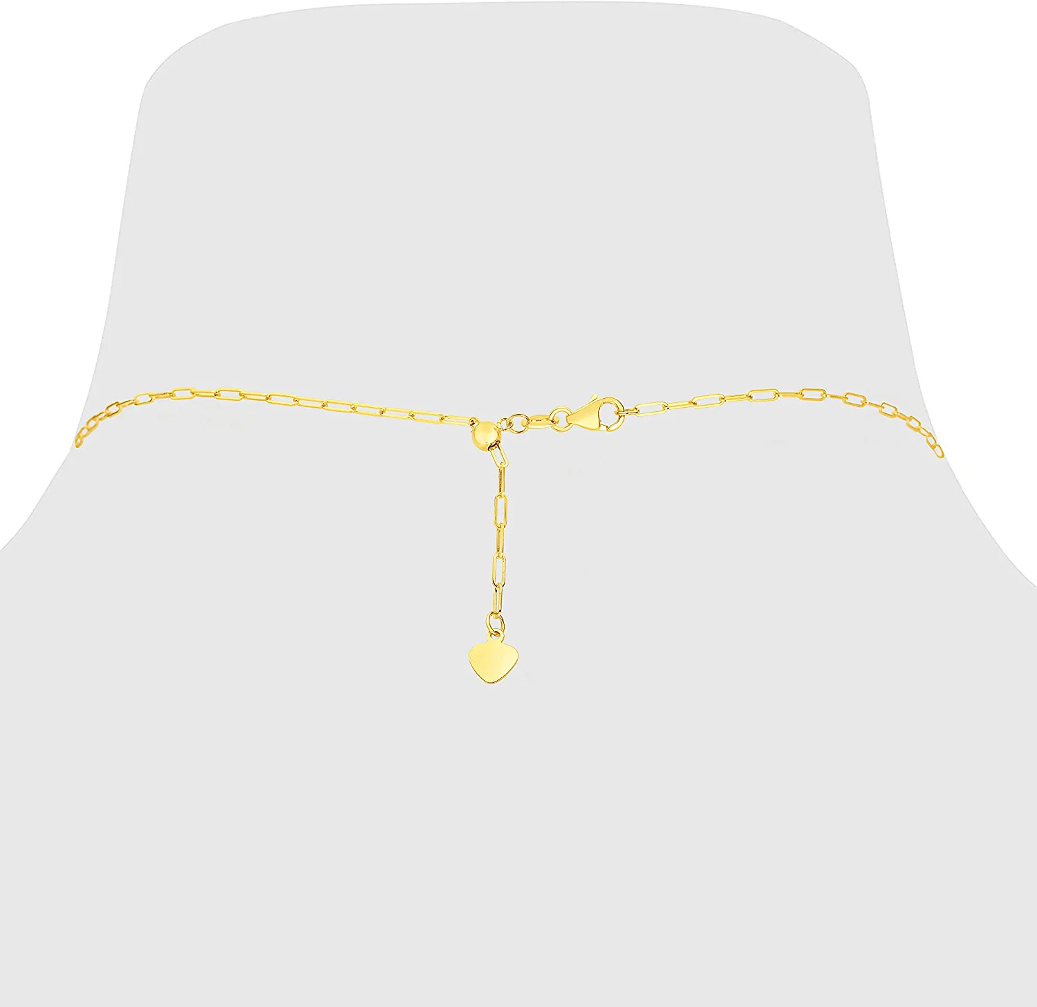 14K Yellow Gold White Gold or Rose Gold Adjustable Paperclip Link Chain Necklace