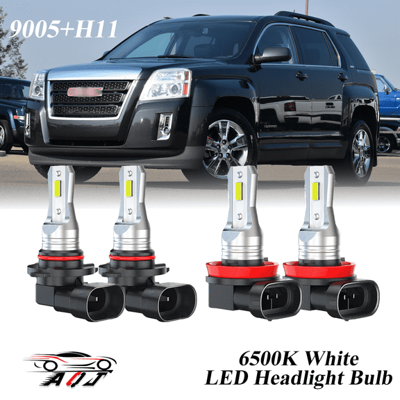 Compatible with GMC Terrain 2010-2018 LED Headlight KIT High Low Beam Combo Bulbs (Pack of 4) , 6500K White 10,000LM Super Bright, Plug and Play