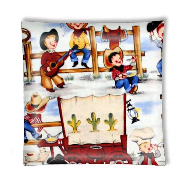 888 Cool Fans L-0001026 12 in. Cowboy Kids Rodeo Square Semi Flush Mount Ceiling Lamp
