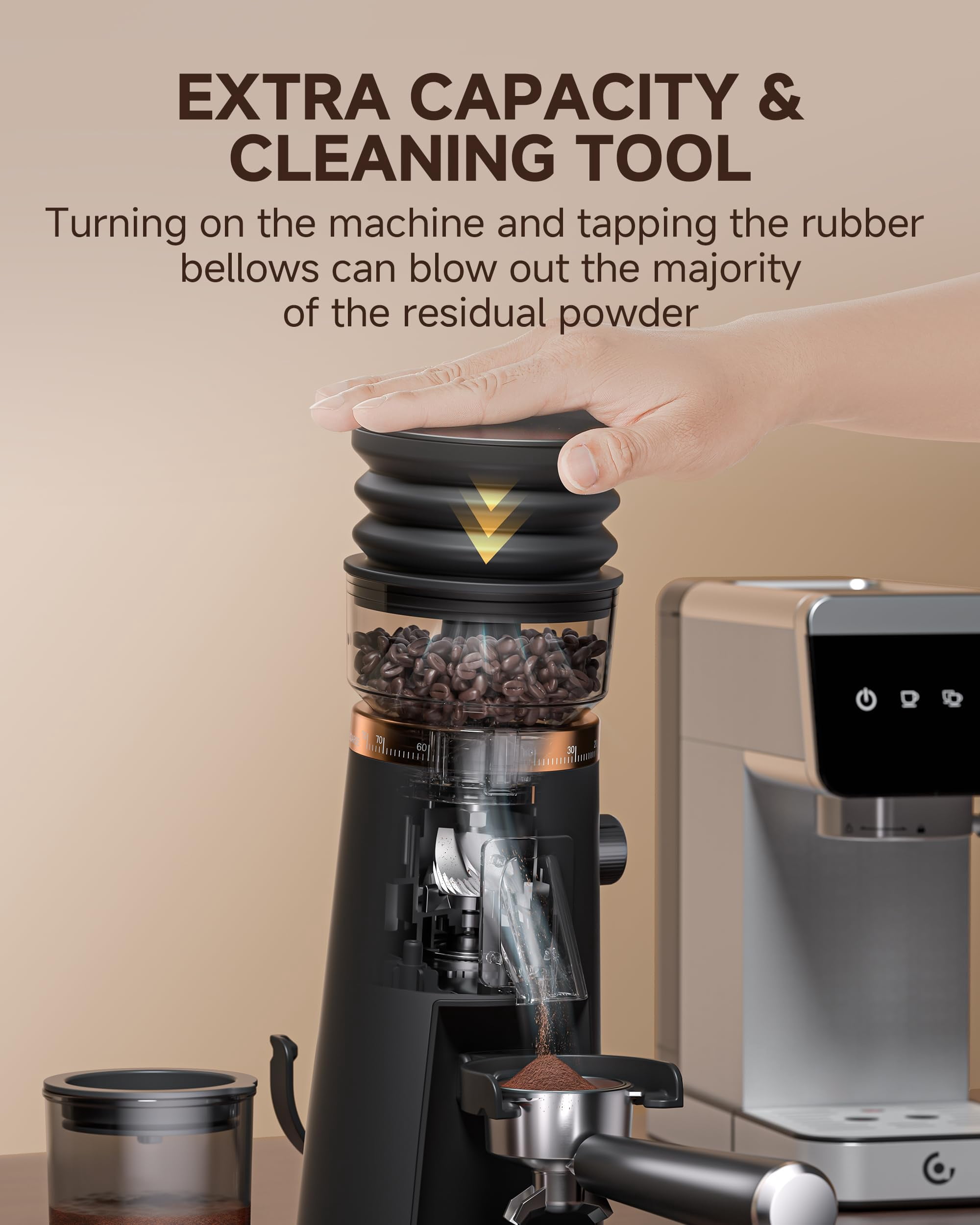 Sunmaki Coffee Grinder with 75 Settings & 40mm Burrs, Anti-Static Espresso Grinder for Home Use