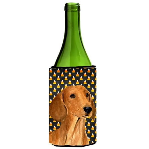 Dachshund Candy Corn Halloween Portrait Wine bottle sleeve Hugger - 24 Oz.