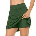 thumbnail image 2 of Aboser Womens Tennis Skirts High Waisted Workout Skorts Built in Shorts Solid Color Golf Skirt Activewear Knee Length Golf Skort with Pocket, 2 of 6