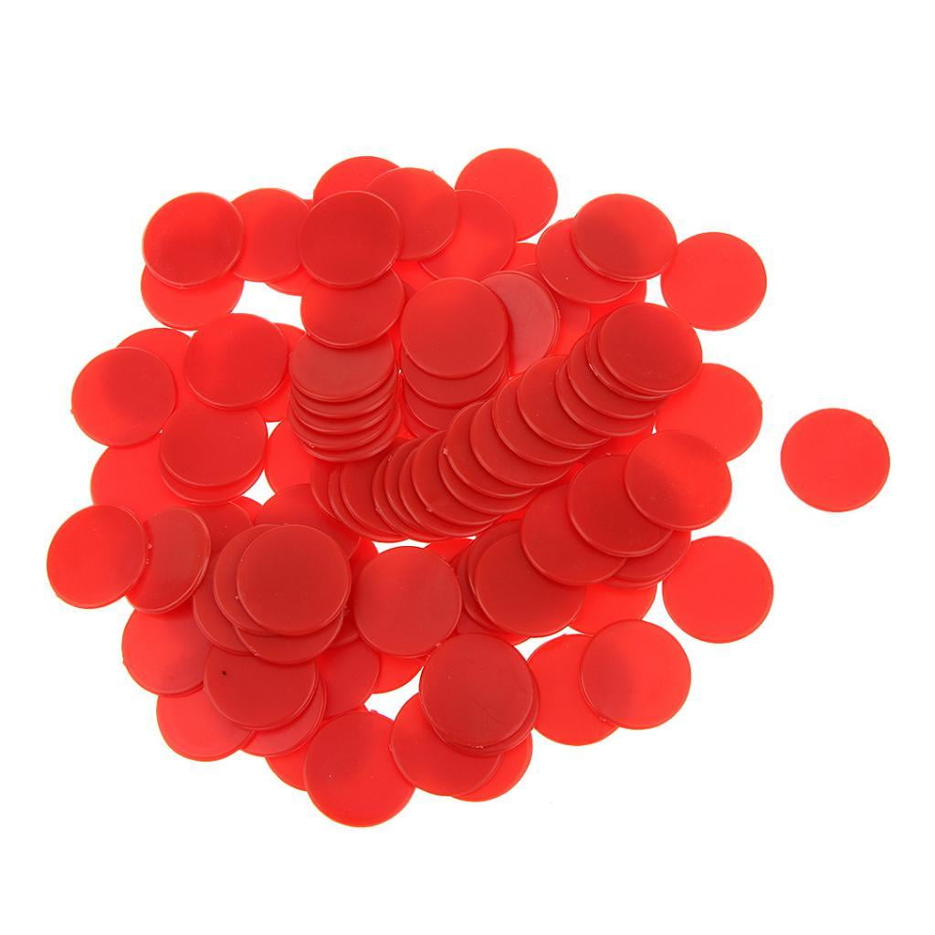 Set of 100 Bingo Chips Markers for Bingo Game Cards, Color Choice Red, 1.9cm
