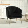 thumbnail image 2 of HOMCOM Fabric Accent Chair Armchair with Gold Metal Legs for Bedroom Black, 2 of 10