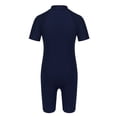 thumbnail image 2 of Mufeng Kids One Piece Shorty Swimsuit Zipper Front Rash Guard Swimwear Athletic Bathing Suit Wetsuit Navy Blue 10, 2 of 7