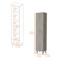 thumbnail image 2 of Miekor Furniture Brett Concrete Gray 3 Broom Hangers Tall Storage Cabinet B5A1998, 2 of 7