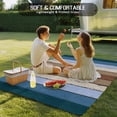 thumbnail image 4 of Blue Brown Outdoor Rug 4x6 Ft - Reversible Patio Rug Outdoor Camping Rugs, Farmhouse Wood Grain Vintage Vertical Striped Indoor Outdoor Area Rugs, Non-Slip Outdoor Carpet Runner for Deck/Porch, 4 of 8