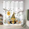 thumbnail image 6 of No Hook Shower Curtain, Yellow Gnomes Shower Curtains for Bathroom with See Through Top Window, Bees Spring Floral Daisy Branches Waterproof & Washable Bath Curtain Standard 72"x72", 6 of 9