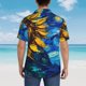 thumbnail image 4 of Balery Sunflower Starry Night Vibes Camisas hawaianas de manga corta para hombre, camisas playeras de corte holgado, camisas de vacaciones con botones,Large, 4 of 7